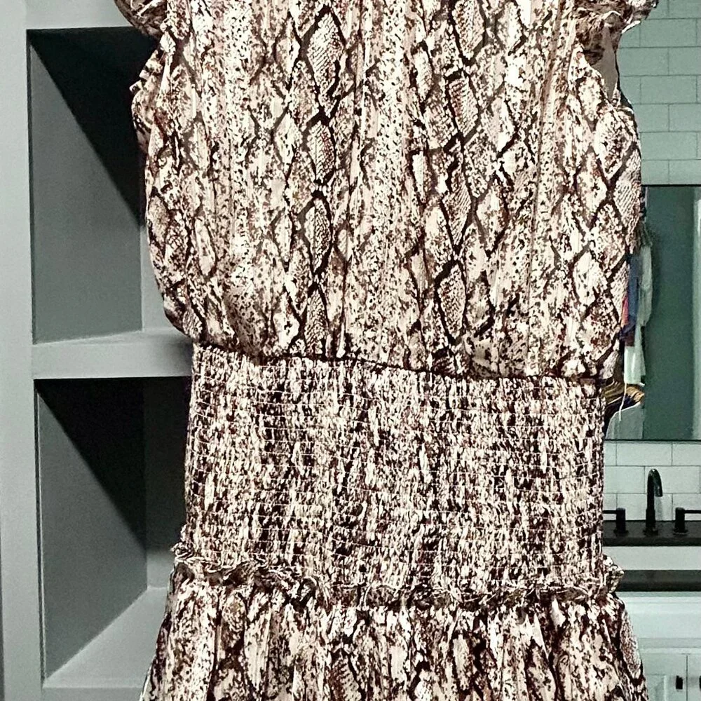 TCEC Snake Print Smocked Waist Mini Dress Size Large - Picture 2 of 12